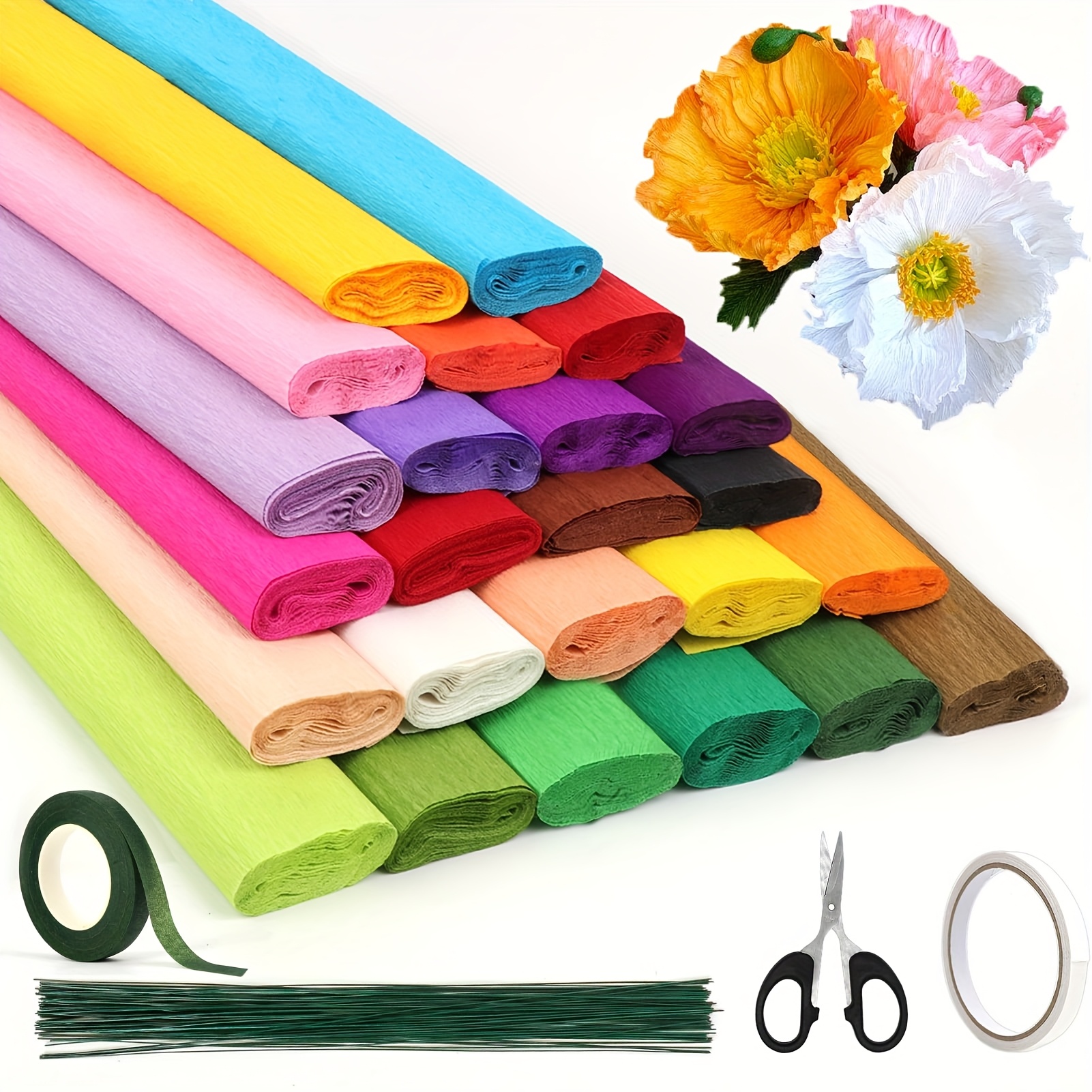 Interdruk - Crepe Paper Rolls For Kids, DIY And Decorations - Pack Of 10 Reels (50cm X 200cm, 28g/m2) - 20 Azure