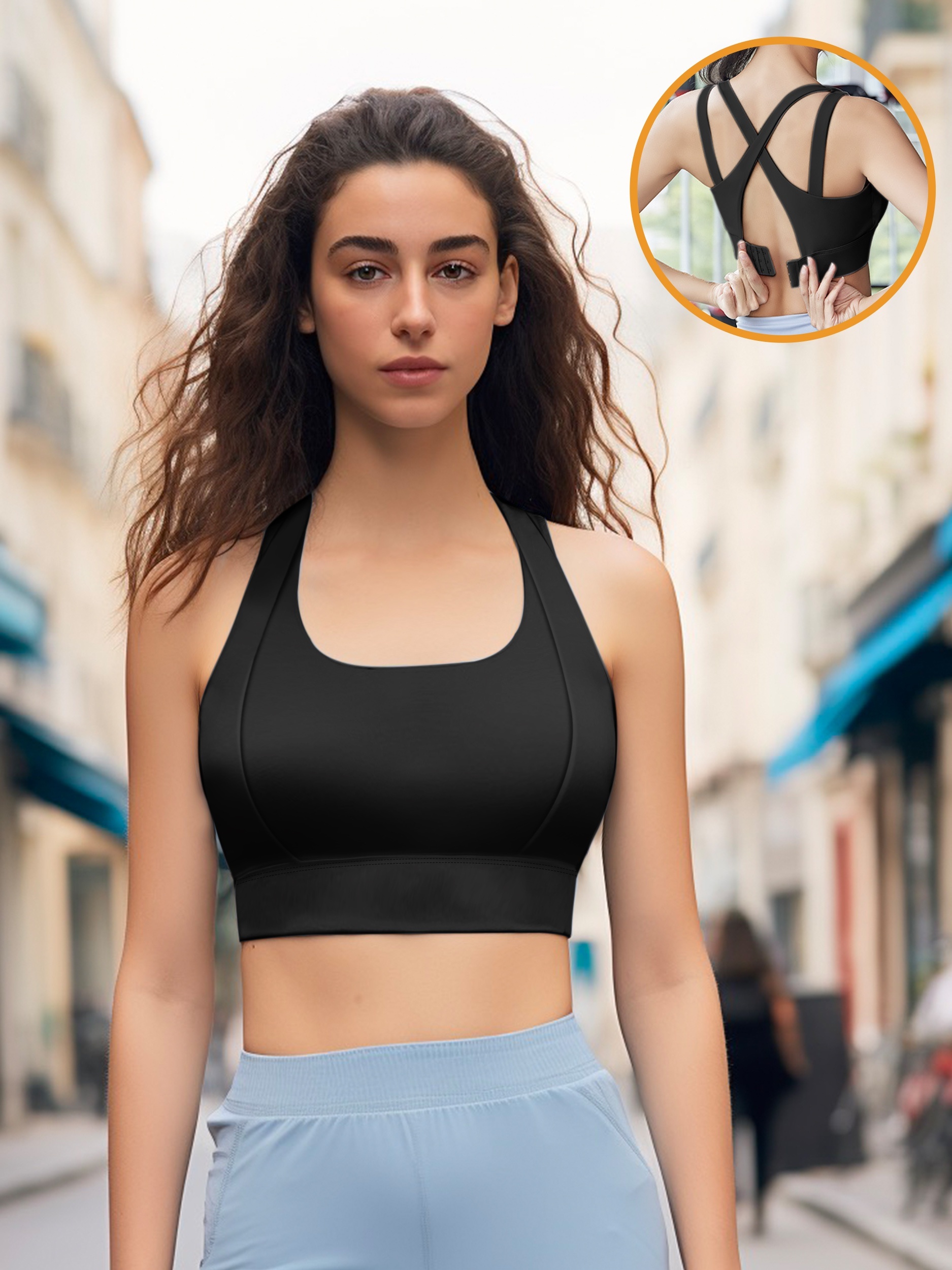 Women's Activewear: Solid One-Shoulder Push Up Sports Bra with High Impact  Yoga Fitness Workout Cropped Tops