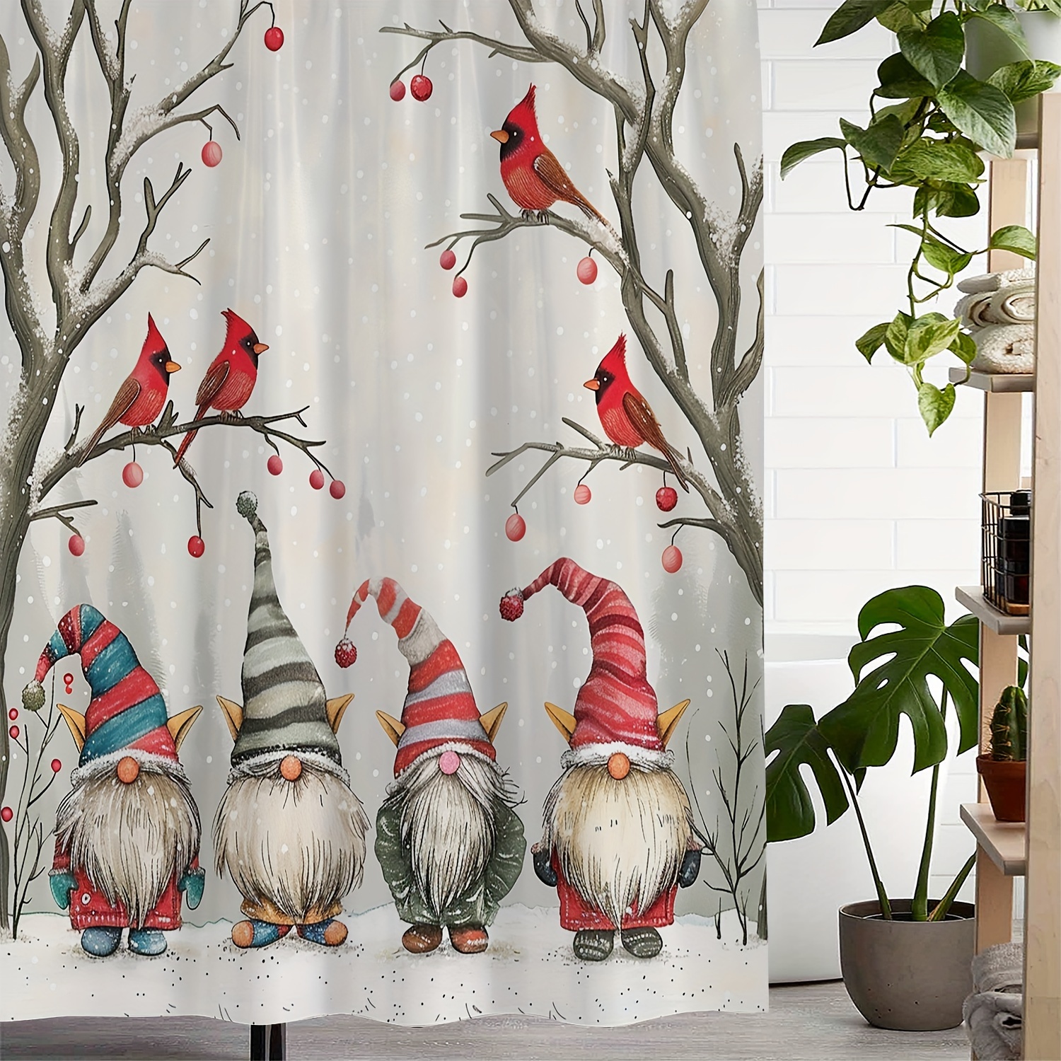 

12- Christmas Red Man Shower Curtain For