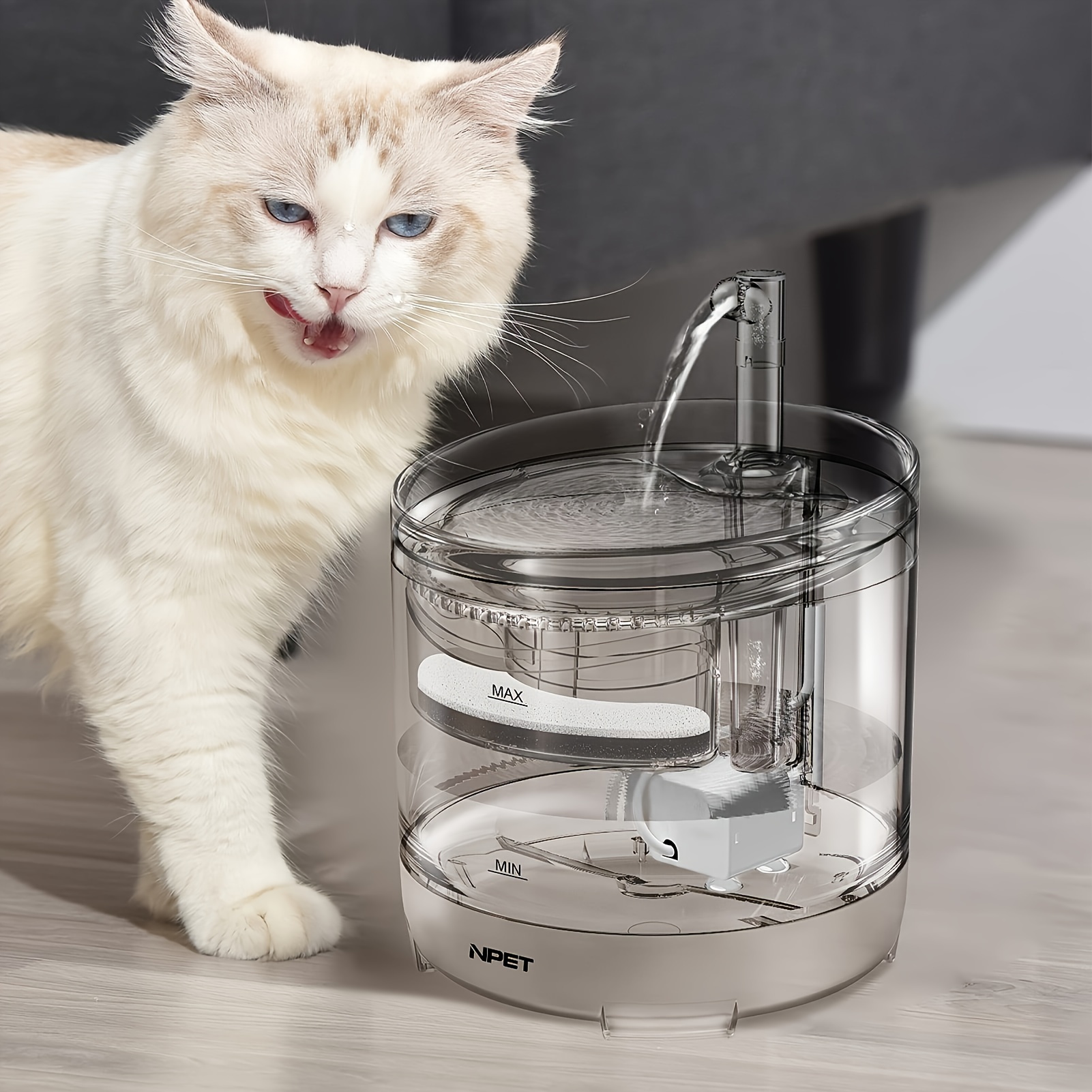 

Npet Cat Water Fountain Wf050tp 1.5l Automatic Pet Drinking Fountain With Replacement Faucet Kit, Without Battery