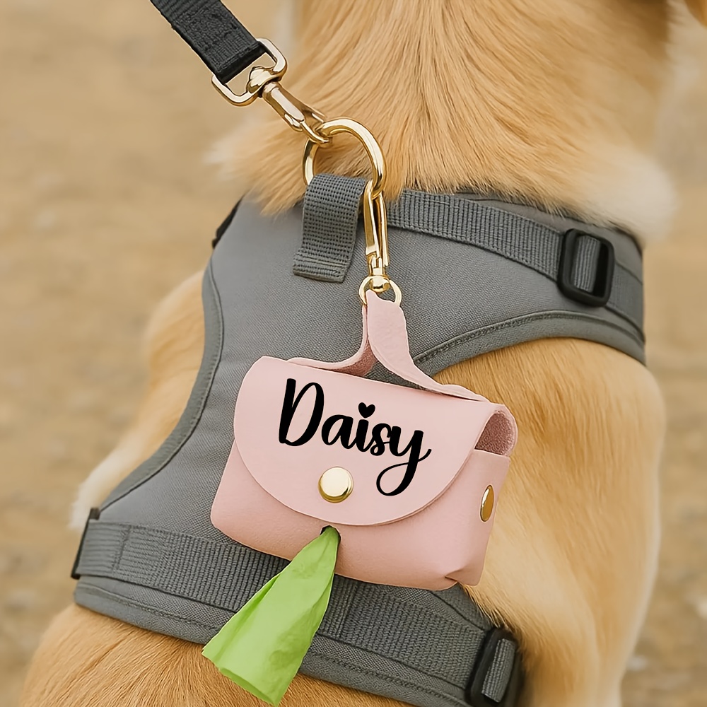 Personalized Dog Poop Bag Holder, Custom Name Dog Waste Bag Holder, Leather Poop Bag Dispenser, Engraved Dog Poop Bag, Custom Dog Mom Gifts