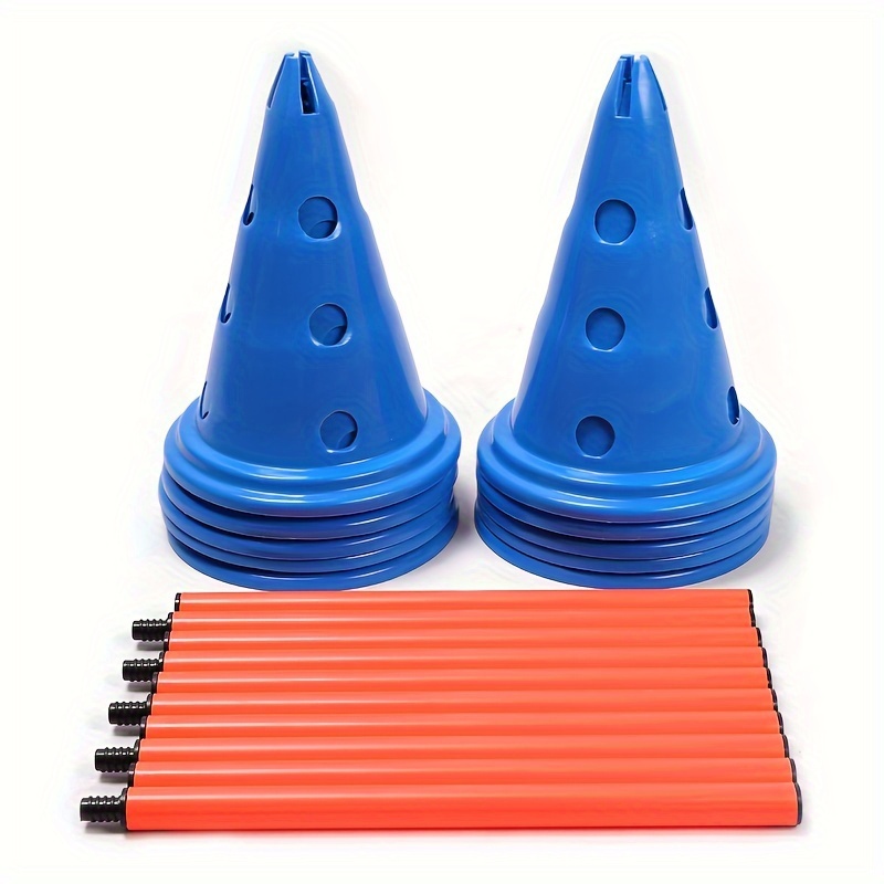 

1set Cone Marker With Holes & Detachable Poles, Soccer Basketball Agility Training Equipment Set For Speed Practice