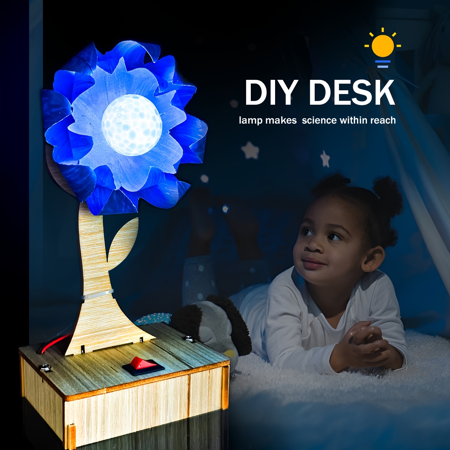 

Diy Wooden Desk Lamp Kit - Experiment Toy, Educational Physics Teaching Aid, Light Yellow