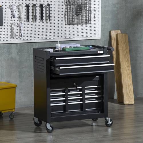6 drawer tool chest set with 4 wheels lockable rolling tool box and storage cabinet removable portable set top box tool organizer for workshop black