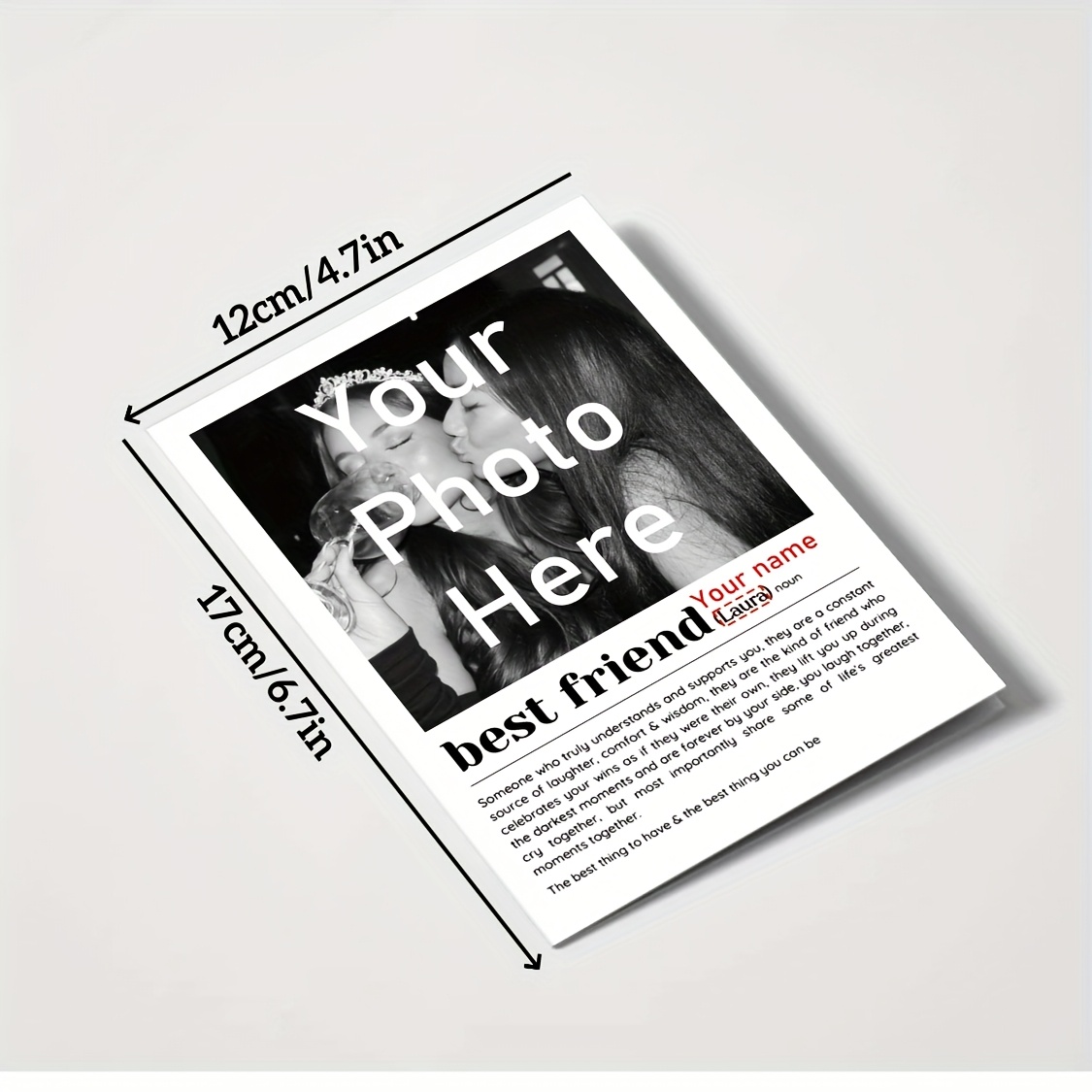 1pc, Custom Friendship Definition Greeting Card With Envelope, For Best Birthday Gift For Best Friend
