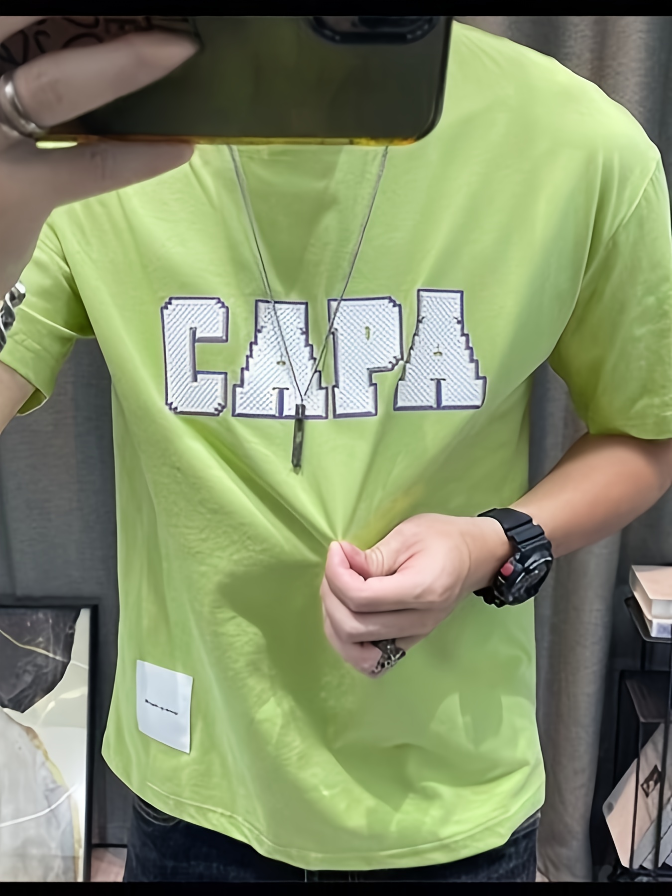 mens letter patch high end t shirt 2026 summer new style cotton loose casual short sleeve top details 1