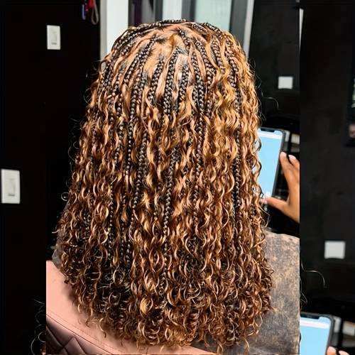short boho braided wigs for women full lace front braided wigs bob knotless braided wigs bohemian braided wig lace front wig handmade lace synthetic glueless wig for use 18 inch