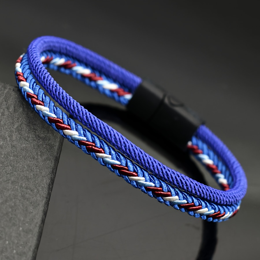 TEMU 1pc Multicolor Woven Hand Rope Couple Magnetic Detachable Bracelet, Outdoor Sports Nautical Style Gift For Girlfriends Friendship Jewelry No