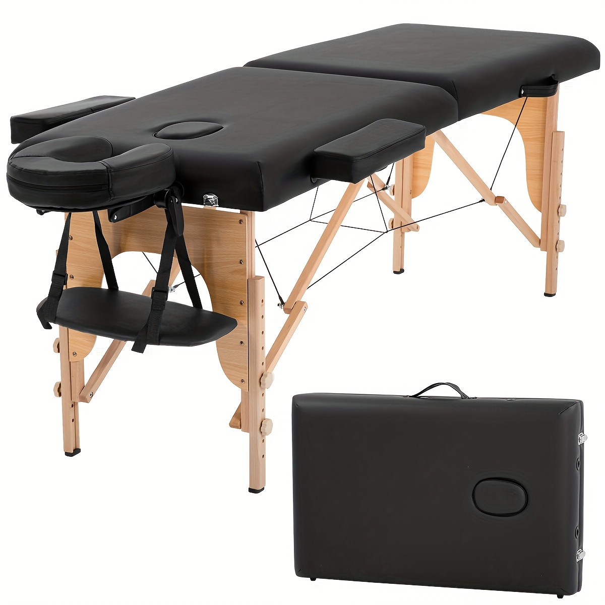 

2 Fold Massage Table Portable Massage Bed Lash Spa Bed Tattoo Face Cradle Bed Adjustable With Bag