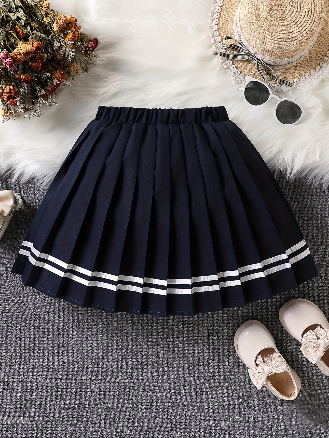 girls pleated skirt safety shorts solid uniform Temu Germany
