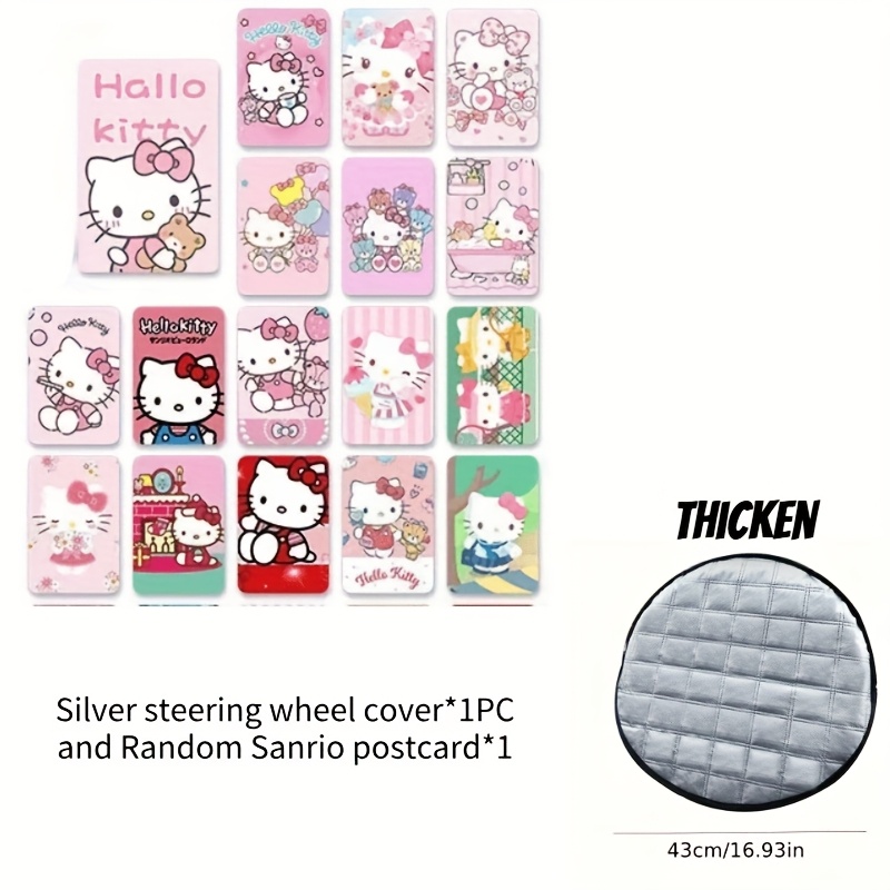 Image of 1pc Thickened Version Car Steering Wheel Heat Insulation Cover For Men Women Durable Material Summer Driving Essential Perfect Gift For Car Owners And Random Postcard