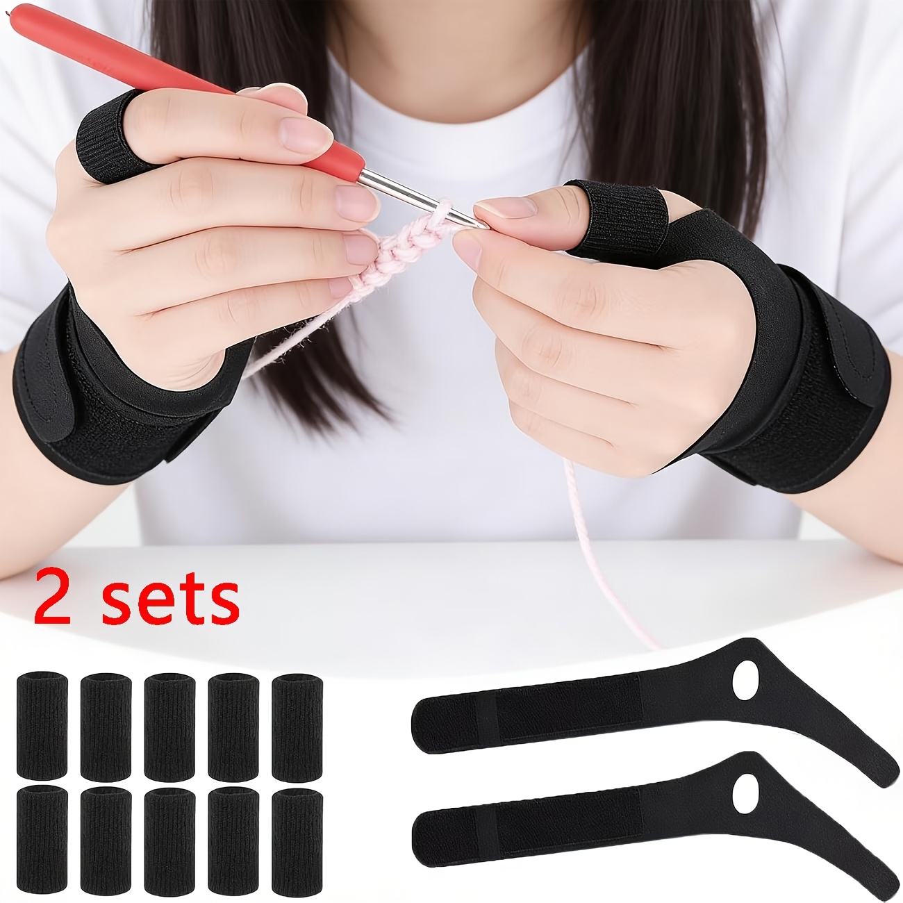 TEMU Deux ensembles de gants de tricot ergonomiques, contenant dix protège-doigts, spécialement conçus pour les passionnés de tricot ensemble