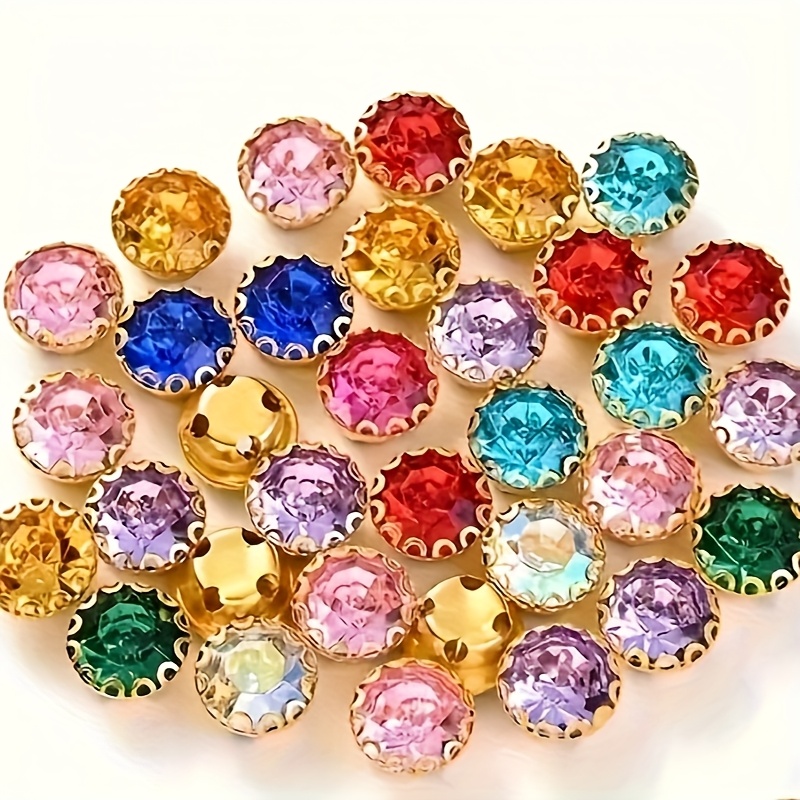 TEMU 50pcs Mixed Color Glass Flower Basket Rhinestones With 9mm Sparkling - For , Hats, Car & Festival Decorations, Diy Decoration | Sparkling
