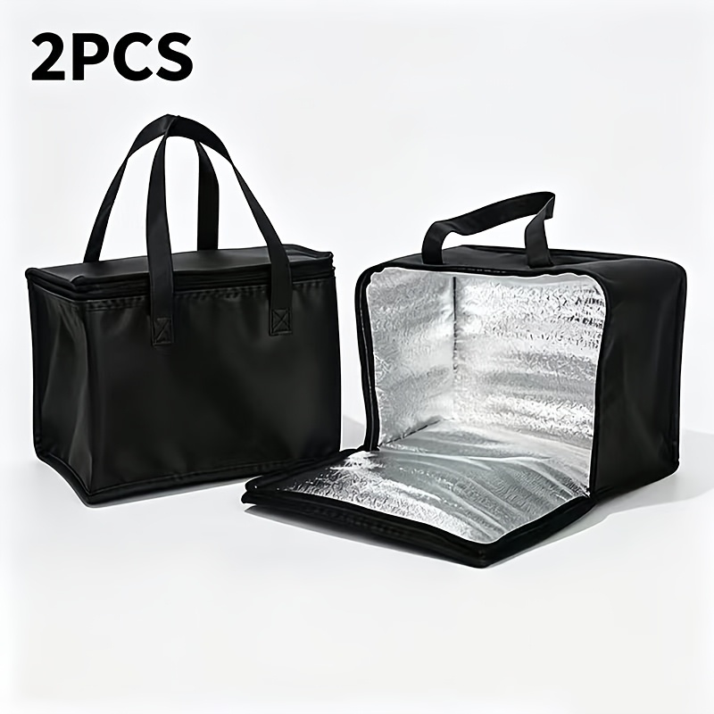TEMU 2pcs Large-capacity Insulated Lunch Bag Set - Thickened Hot And Cold Tote Bag With Durable Zipper Design, Suitable For Camping, Picnics, Beach,