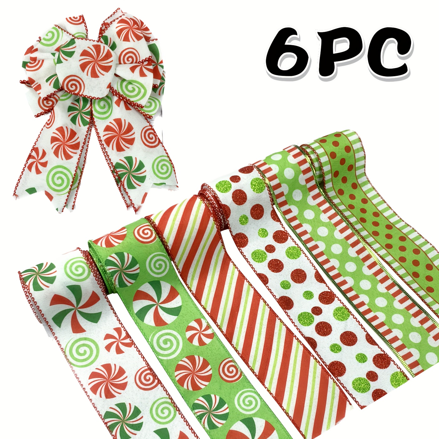 

6pcs Christmas Set - 24 Each, Elf Hat & Leg And Stripes, For Diy , Decorations, Wrapping, And Bows, 2.5