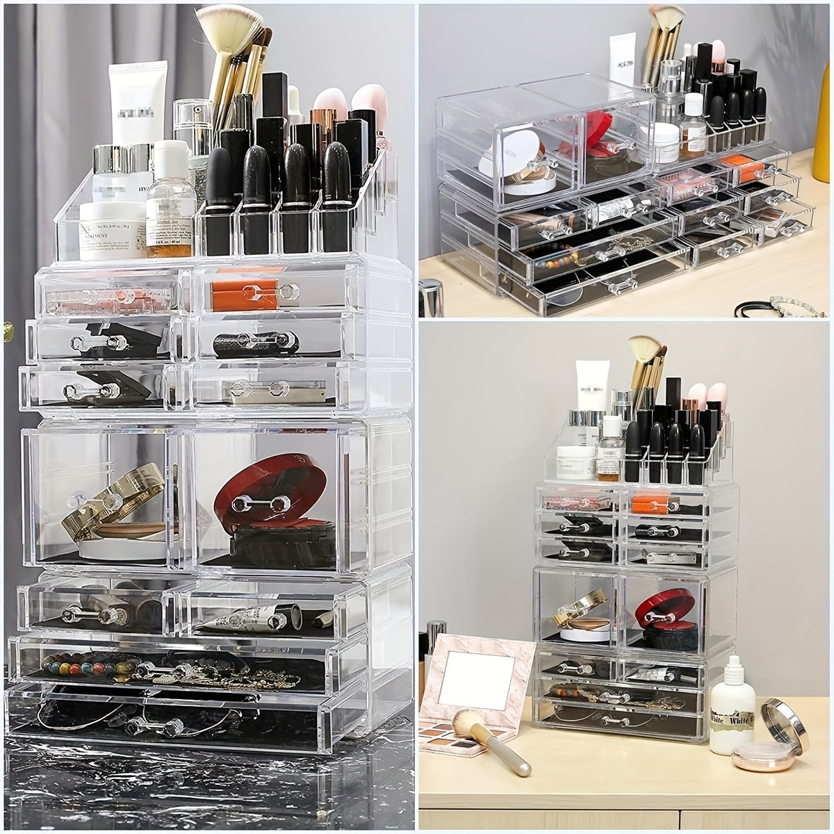 

Makeup Organizer With 12 Drawers, Large Cosmetic Storage Box, Makeup Storage Box, Stackable Cosmetic Organizer, Acrylic Makeup Storage, For Bedroom And Bathroom, Transparent