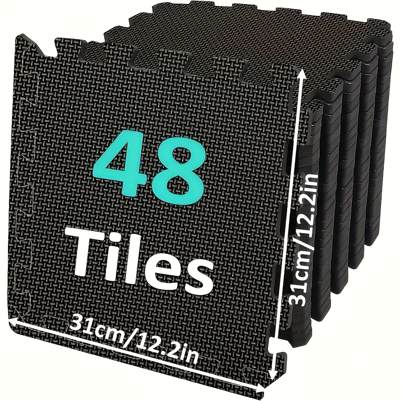 TEMU Interlocking Floor Mats, 12.2" X 12.2" Puzzle Mat With 36pcs Of Eva For Home Gym Flooring, Exercise Equipment Fitness Mats