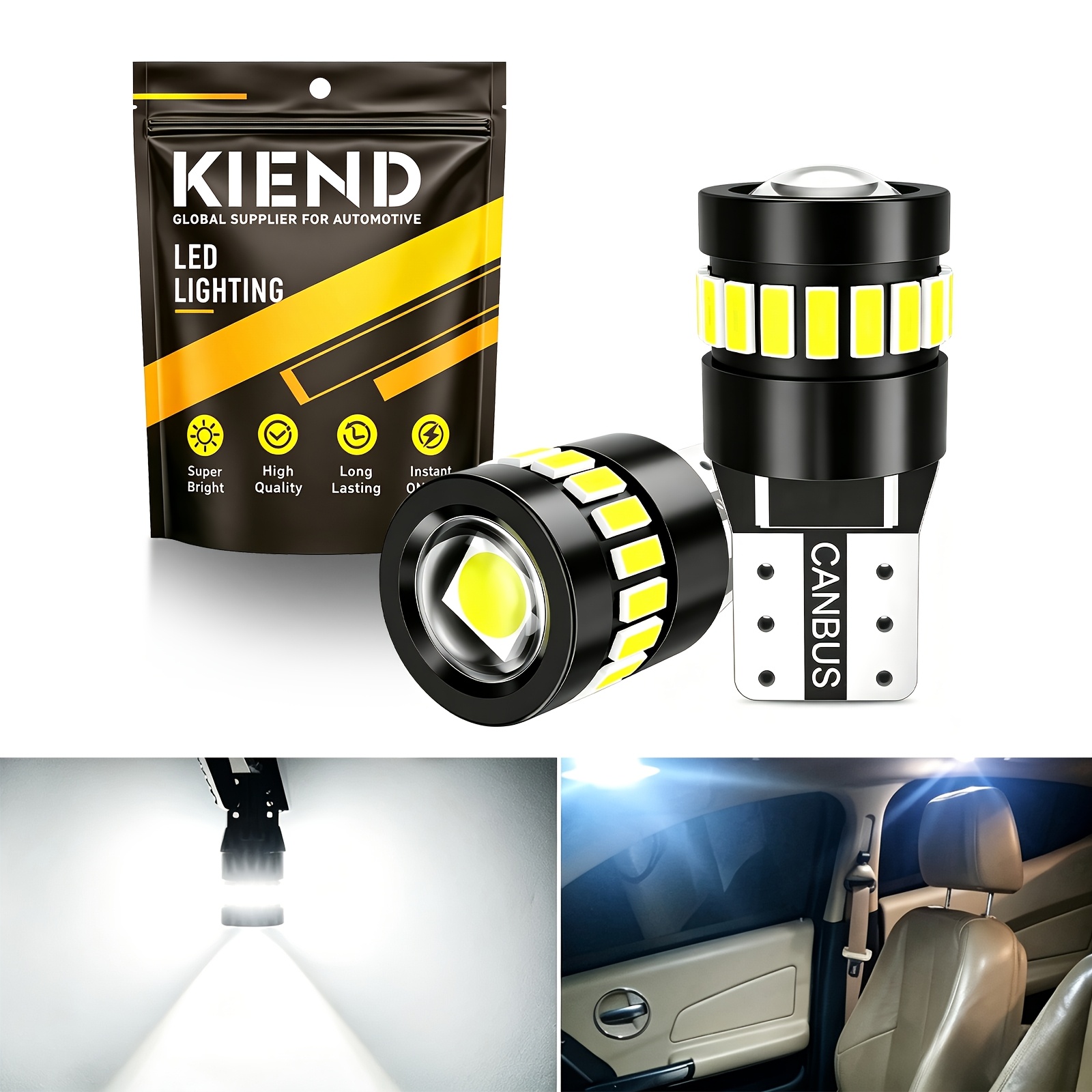 TEMU 2 pezzi Lampadine LED T10 CANBUS Plug And Play 6000K per Auto, Luce Laterale di Marcatura Larghezza, Targa e Luci Bagagliaio, Senza Batteria