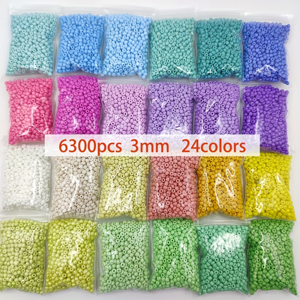 TEMU 6300pcs 3mm Glass Rice Beads, 24 Colors Of Glass Loose Beads, Diy Bead Jewelry Crafts, Diy Hand-woven Bracelet Necklace Earring Accessories