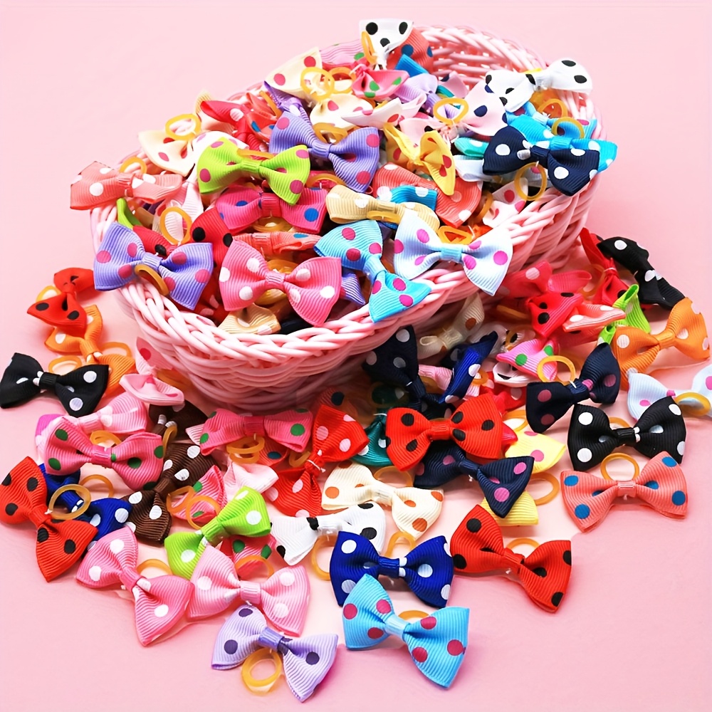 random 20pcs   handmade solid color pet dog bows hair additions for dogs cute cat bowknots pet supplies Product details 7