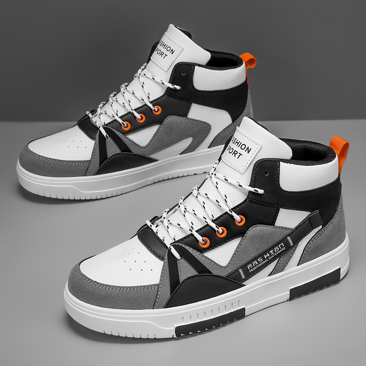 Men's High-Top Running Shoes - Fashion Sports & Outdoor Sneakers with Graphic Letter Print, Stability Pronation, Lightweight, Lace-up Closure, PU Upper, Fabric Inner, EVA Sole - Comfortable for Casual Street Style, Hiking, All Seasons