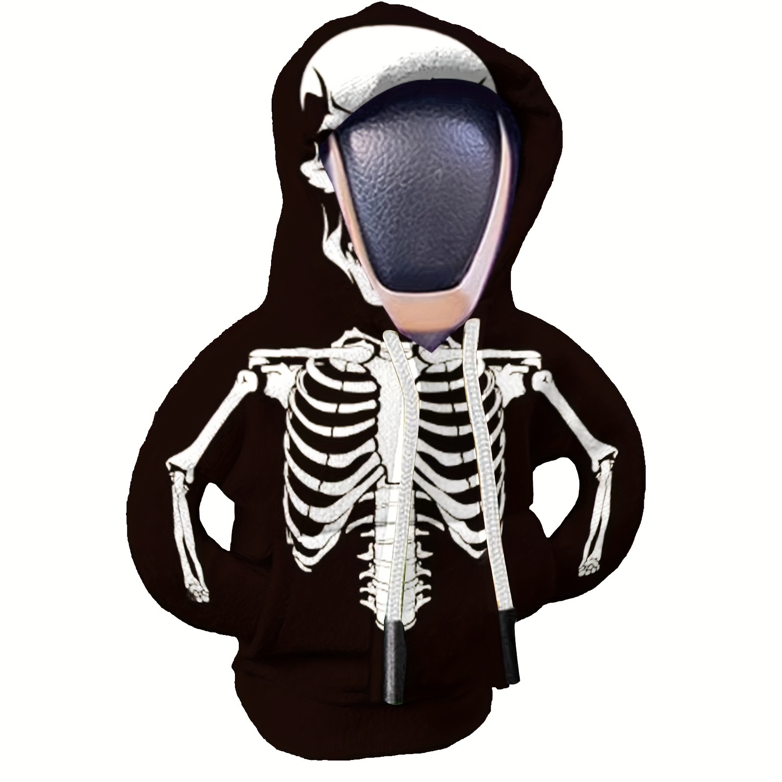 TEMU 1pc Skeleton Sweatshirt Design Gear Shift Knob Cover, Car Pattern Gear Knob Protective Sleeve, Polyester Fiber Auto Interior Decoration Accessory