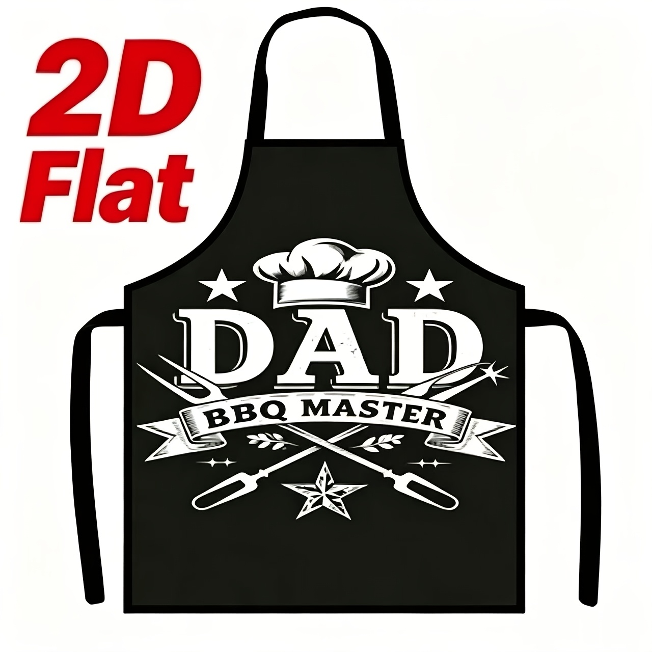 TEMU 2d Fiat Apron, Bbq Dad Style, Adjustable Waist Tie, Outdoor Cooking And Grilling, Baking Hygiene, Restaurant And Home Use, Fashion Printed Apron