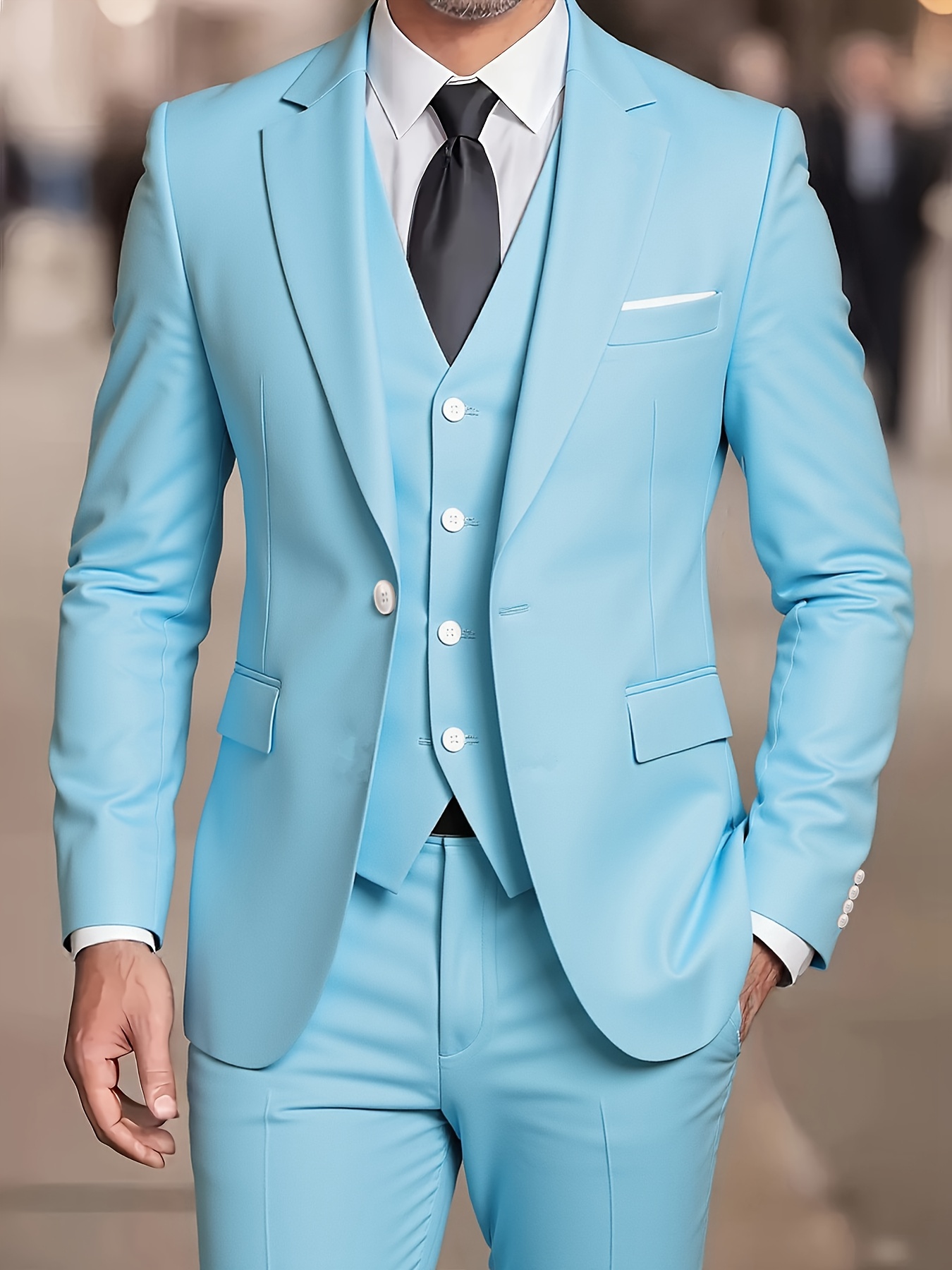 photo de l'article ensemble 3 pièces pour homme, costume   fit, smoking pour mariage,     masculino (veste, gilet et pantalon)   hombre
