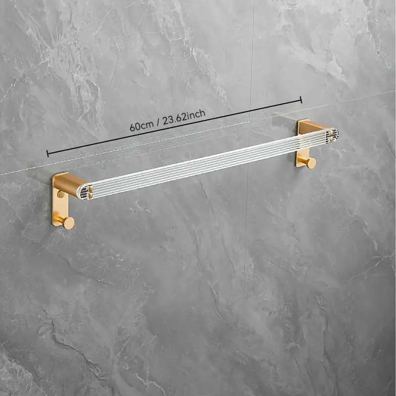 modern golden aluminum bathroom towel rack wall mounted 2 tier space saving design with ends no drill installation for contemporary bathrooms contemporary bathroom accessory luxury bathroom fixture sturdy construction bathroom decor and accessories Product details 3
