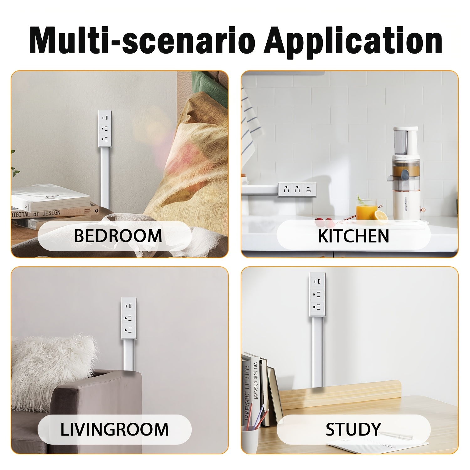 square   power outlet swivel extender retractable power strip extension bar   with usb a usb c and 2 ac outlets 180 rotation for easy connection to   reach outlets suitable for use behind sofas nightstands and desks 4