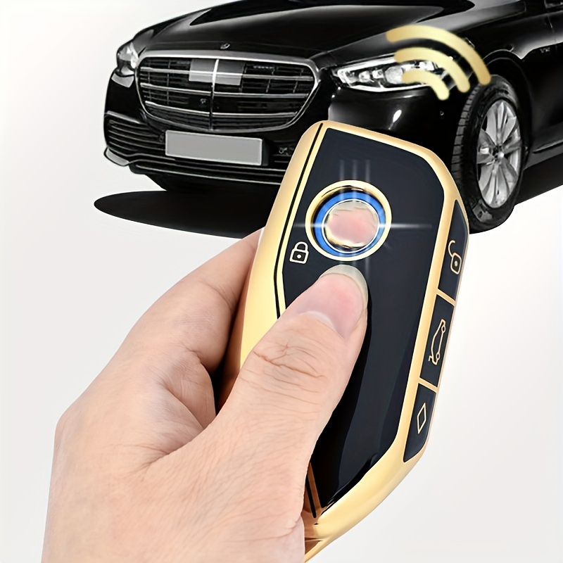 Leder Schlüsselhülle Fernbedienung Cover Schutz für BMW 7er 5er Display key  Blau