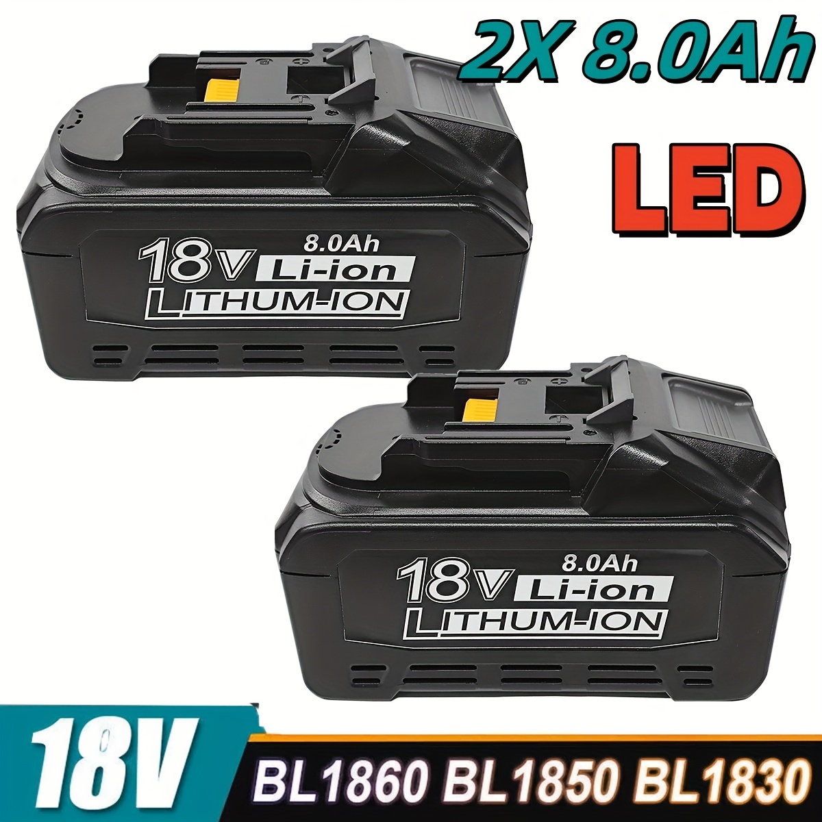 E-shop 4er-Pack / 2er-Pack BL1860B 18V 8000mAh Akku für Makita 18V Lithium-Ionen-Akku Kompatibel mit BL1830 BL1840 BL1840 BL1850 BL1860 BL1860 BL1860B