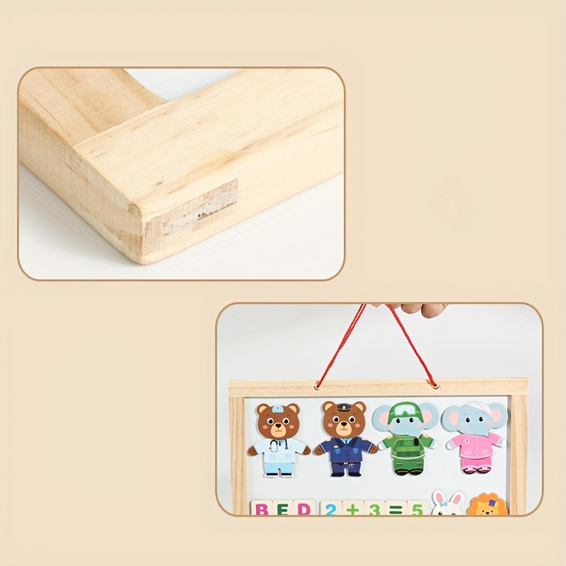Kids Magnetic Drawing Board Bear Dress Up Puzzles Educational Number Magnets