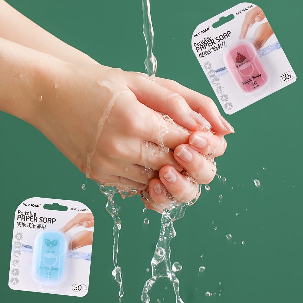   portable paper soap sheets for outdoor travel disposable hands cleansing leaves on the go compact travel   paper details 5