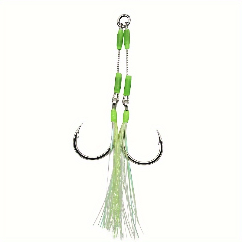 Luminous Double Hook Dressed Fishing Hook Metal Jig Fishing - Temu