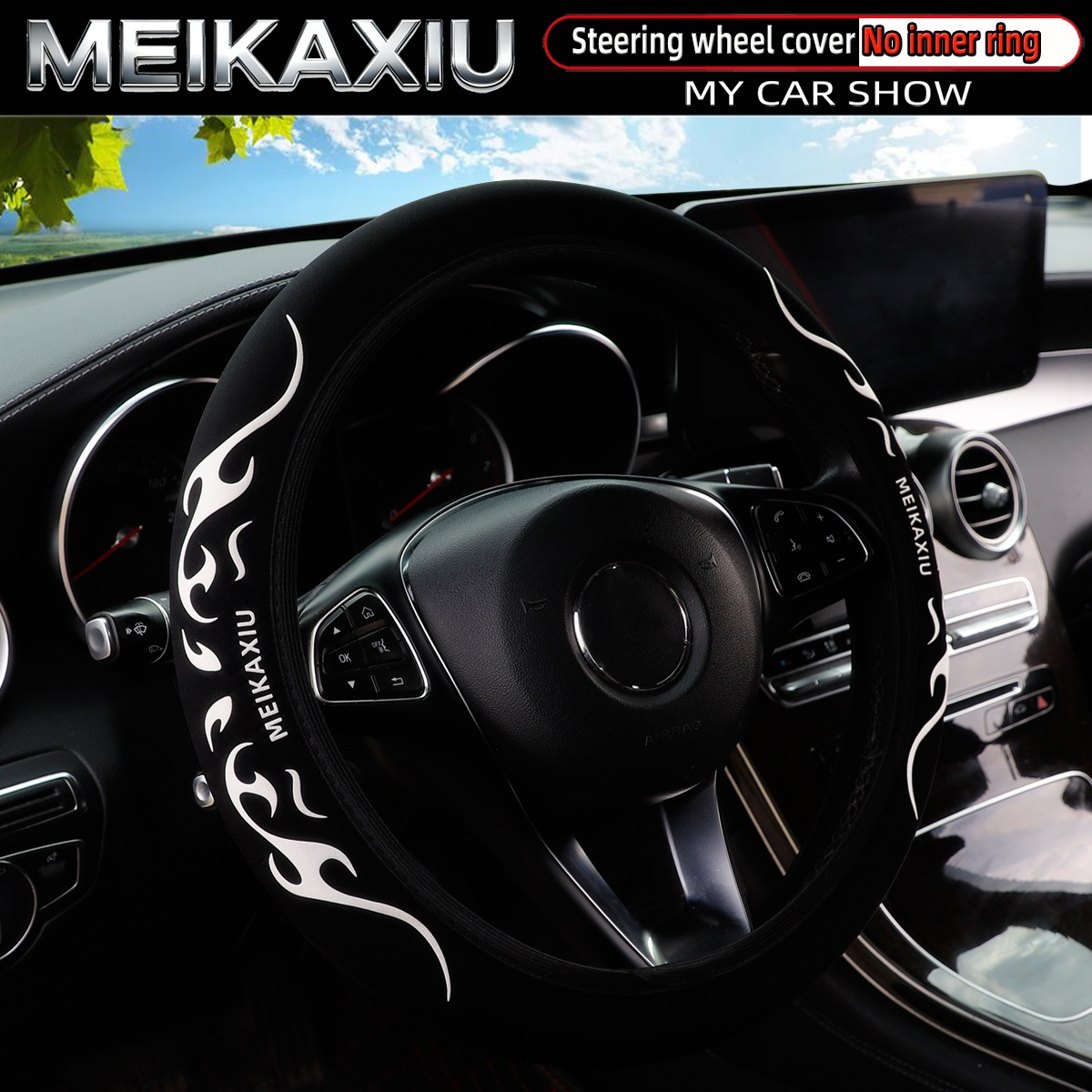 E-shop MEIKAXIU 3D Verdickte Dynamisches Muster Stoff Auto Lenkradabdeckung Ohne Innenring, Auto Innenraum Zubehör