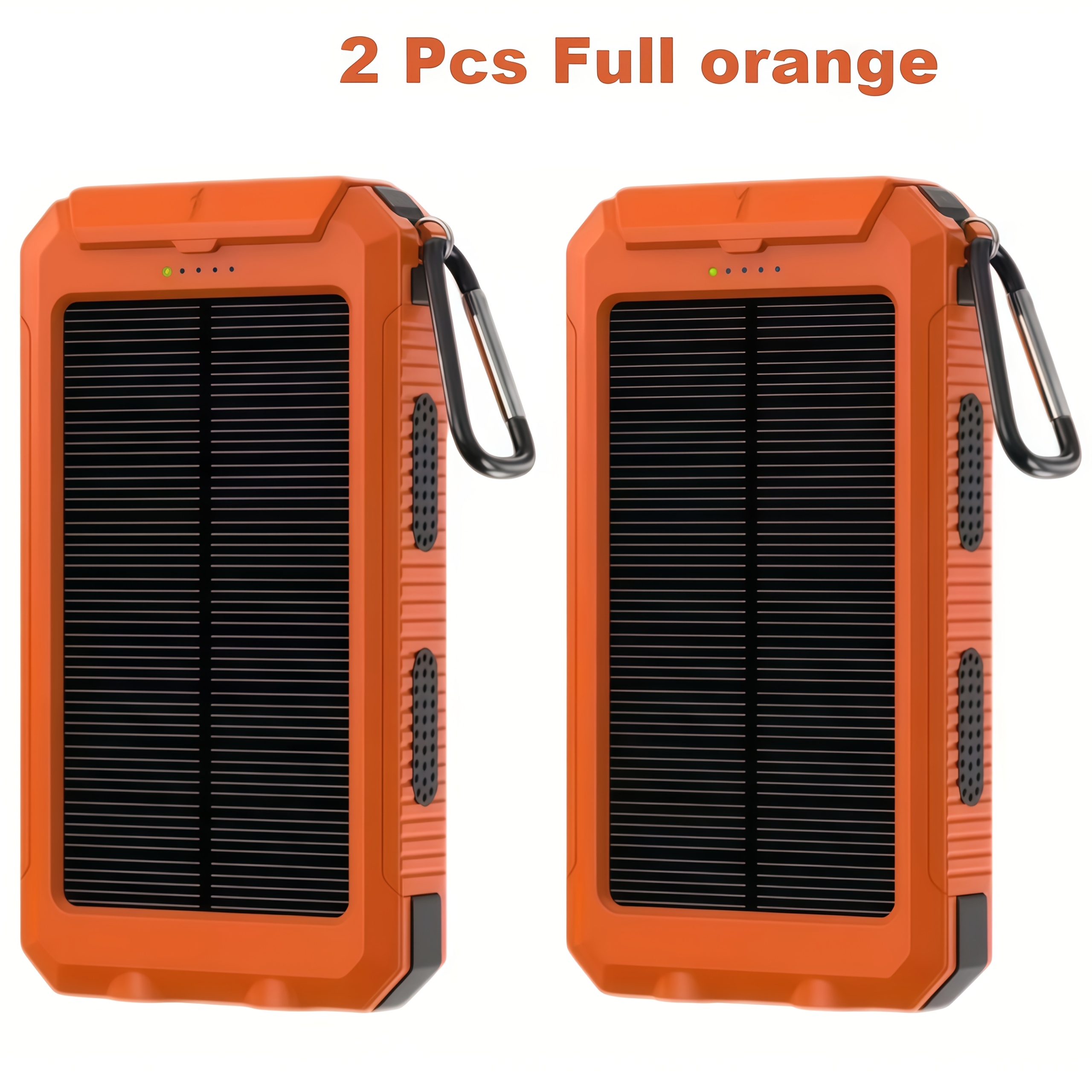 TEMU 2pcs Solar Charger 20000mah, Portable Dual Usb Output Solar Charging Panel, Fast Charging External Battery Pack, Built-in Led Flashlight