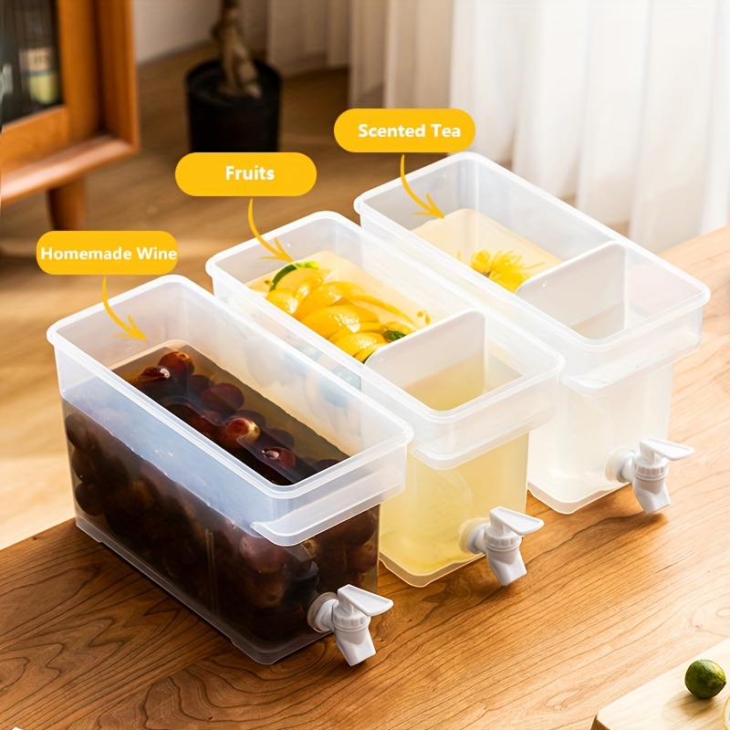 5L/3L Chilled Beverage Bucket, Water Kettle with Faucet for Refrigerators, Beverage Dispenser for Refrigerators, Fruit Tea Pot Made of PP Material, Lemon Water Container, Ideal for Parties, Weddings, Summer Events, And Home Kitchens