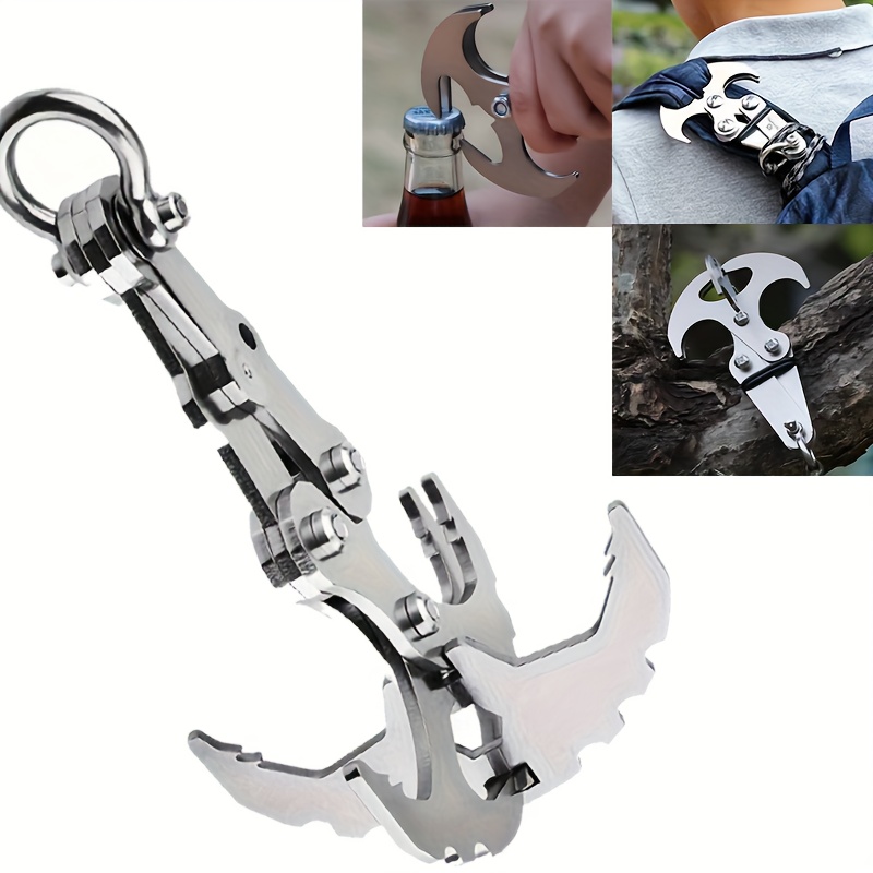 TEMU 1pc Heavy-duty Folding Hook With 4 Reinforced Claws, For Backpacks, Clothes, Gear, Rust-resistant Hook For Hiking, Camping, Climbing Additions,