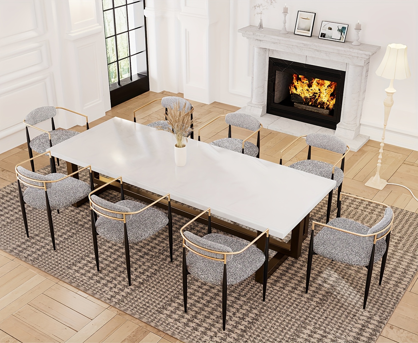 dining chairs boucle armchair set of 2 for kitchen reception room living room bedroom restaurant caf Product details 5