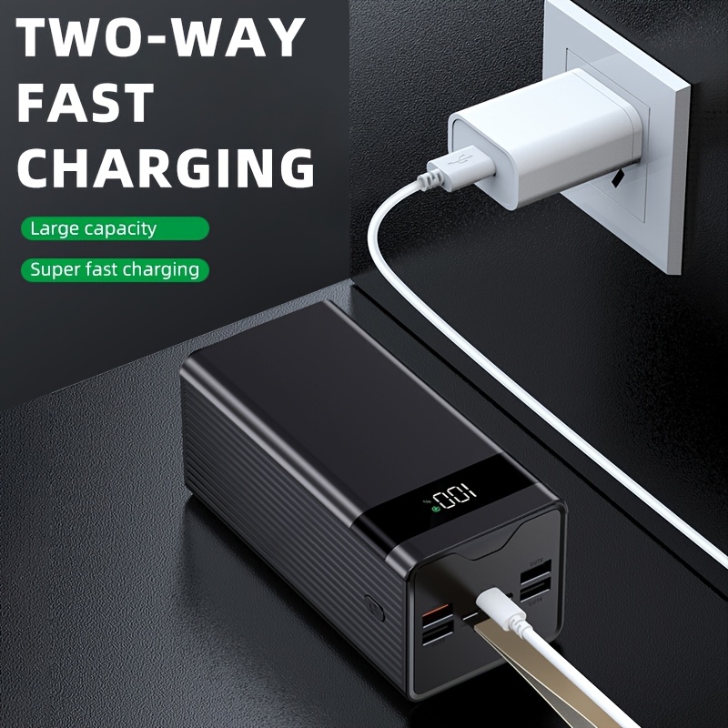 TEMU Batterie Externe Portable 100000Mah 66W Charge Rapide Chargeur Portable USB-C Charge Rapide, avec 5 Sorties et 3 Ports d'Entrée, Écran LED,