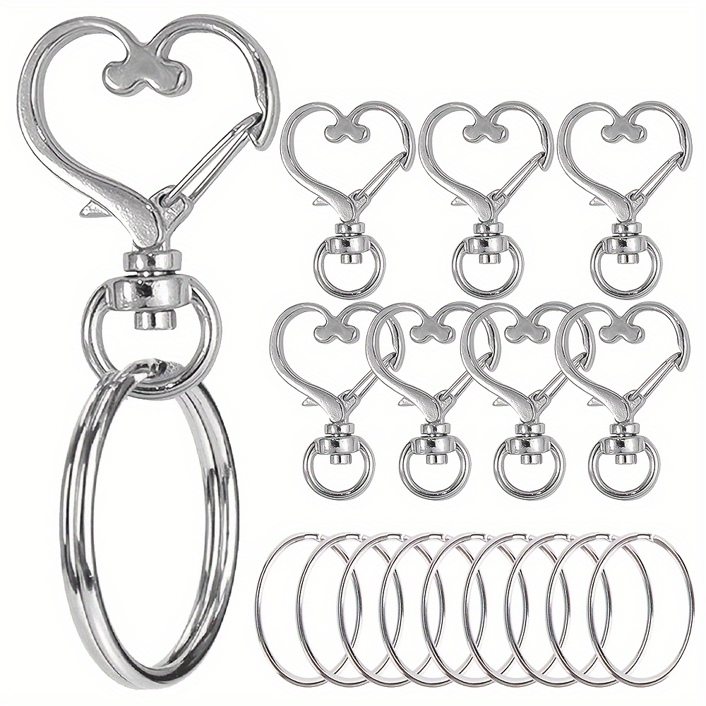 

Heart Shaped Swivel Lobster Clasp Keychain Hooks With Key Rings, Pack Of 40, Zinc Alloy Spring Snap For Keychains, Lanyards, Charms, Jewelry Diy Crafts - Assorted Fashion Heart Clasp Keyring Findings