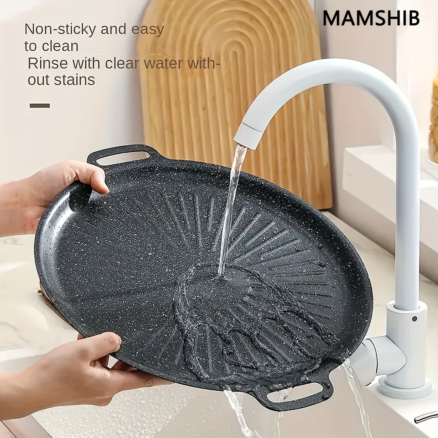 MAMSHIB Non-Stick BBQ Grill Pan - Iron Roast Steak & Vegetable Skillet with Multi-Functional Ridged Surface Design, Perfect for Grilling Shrimp, Chicken, Seafood, and Meat, Ideal for Indoor & Outdoor Cooking, Versatile Cooking Pan | Modern Kitchenware | Durable Cooking Surface, BBQ Grill Accessories