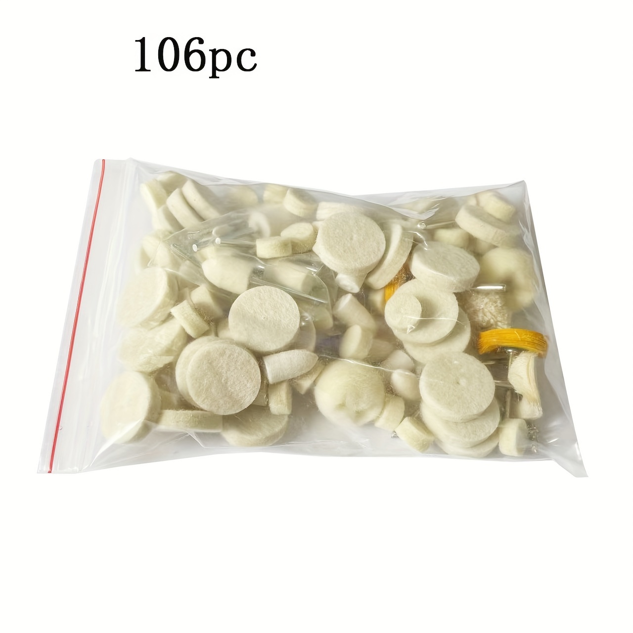 Image of 106pcs Polishing Wheel Set, Fleece Felt Installation With A 3mm Handle For Rotating Tool Accessories, Mini Brush Polishing Set For Watches And Jewelry