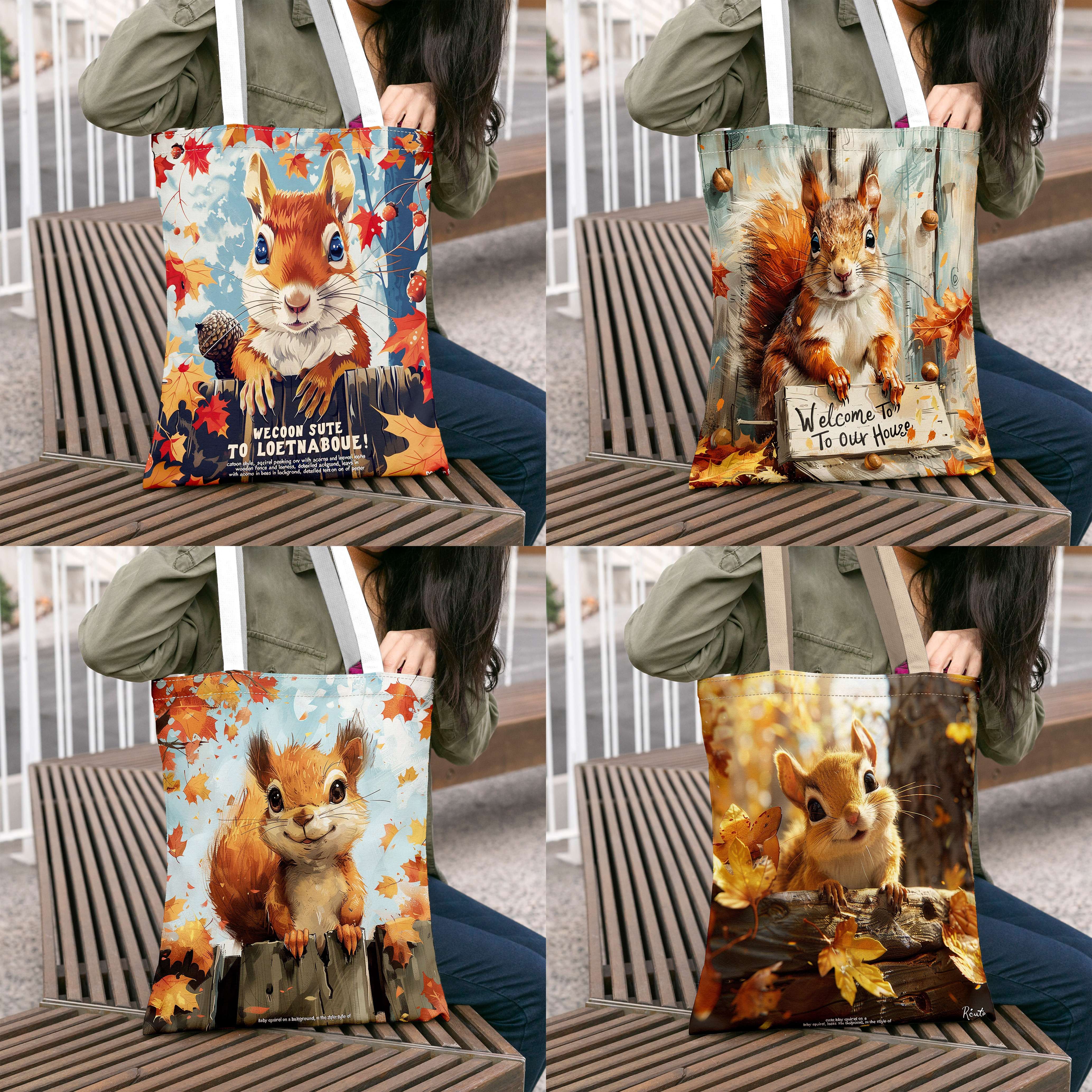 

Squirrel Theme Canvas Tote Bag, Cute Squirrel Pattern, Large Capacity Fashion Shoulder Bag, Ideal For Shopping, Travel, Daily Use, Affordable Shopping Tote For Women