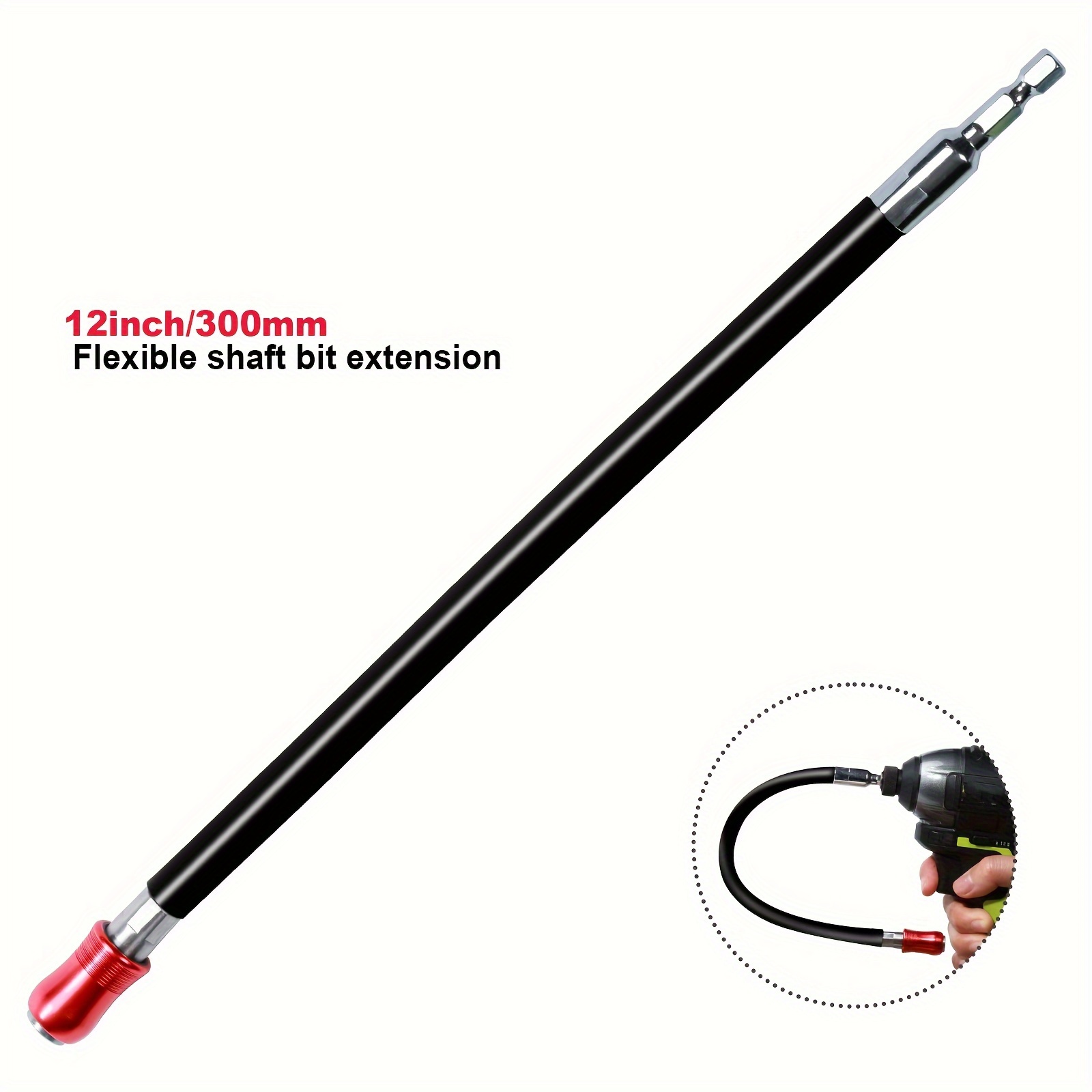 

Geinxurn 12 Inch Flexible Shaft Bit Extension - 300mm Long Soft Axle For Screwdrivers - Chrome Vanadium Steel - Hexagonal Head - No Assembly Required