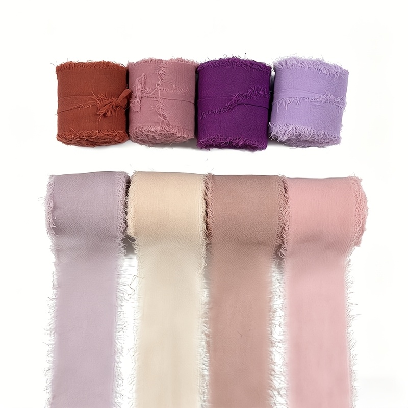 TEMU Chiffon Ribbon 1.57 Inch X 40 Yard Handmade Fringe Chiffon Ribbon, Ribbon For Wedding Invitations, Bridal Bouquets Wrapping, Flower Arrangement