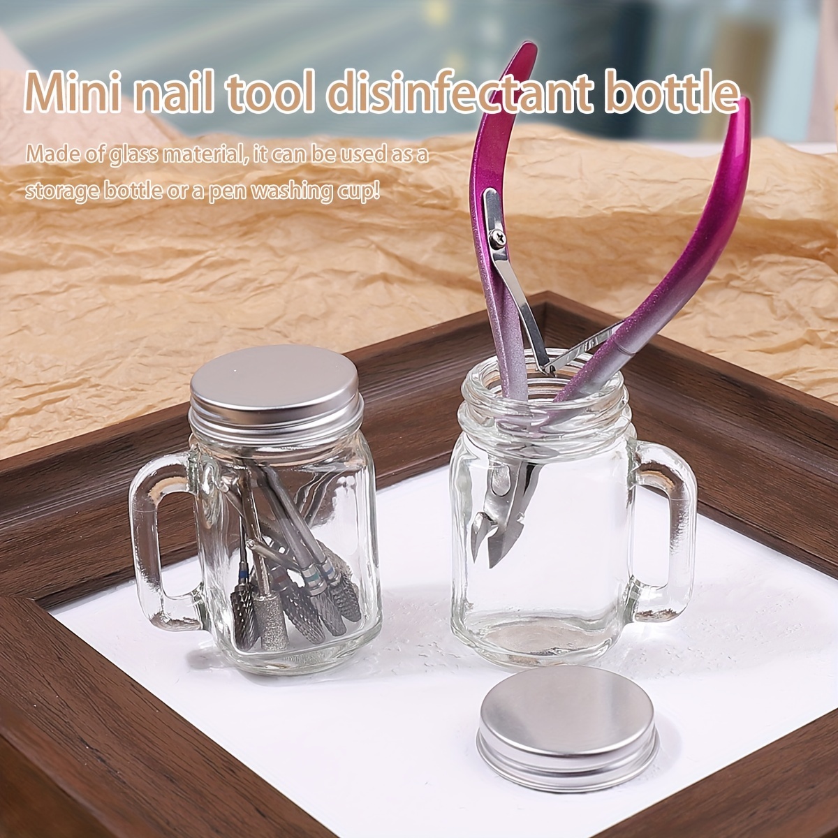 

Glass Pen Wash Cup With Lid: Manicure Tools And Nail Care Accessories