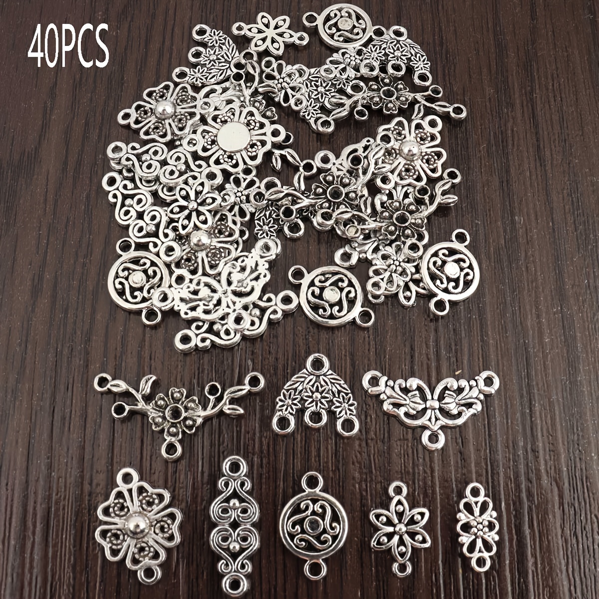 TEMU 40 Randomly Golden Material Various Connectors/double-hole Multi-hole Chain Antique Silvery Earrings Necklaces Bracelets Bohemian Style Jewelry Diy Basic Accessories
