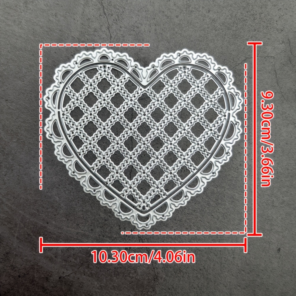 Image of 1pc Creative Heart Lace Pattern Dies Cut Metal Scrapbooking Stencils Die For Diy Embossing Photo Album Decorative Papers Cards Making Crafts Diy Album Paper Cards Art Craft Decoration